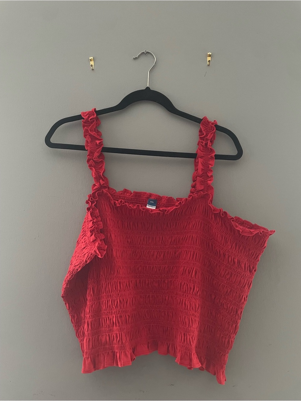 Red ruched tank top